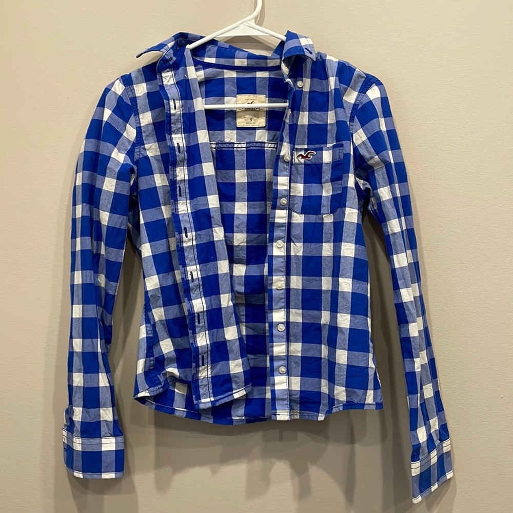 unisex hollister blue flannel